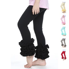 В горошек штаны с оборками леггинсы эксклюзивная одежда для маленьких девочек одежда в полоску с оборками Обледенение штаны цветочный Чик шорты с цветочным принтом