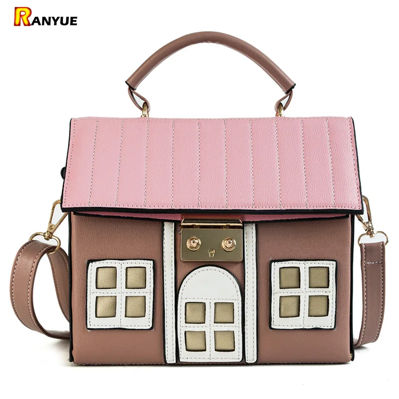

Panelled Hasp Luxury Funny New Design House Shaped Handbag Women Tote Bag Female Shoulder Crossbody Messenger Bags For Women Sac