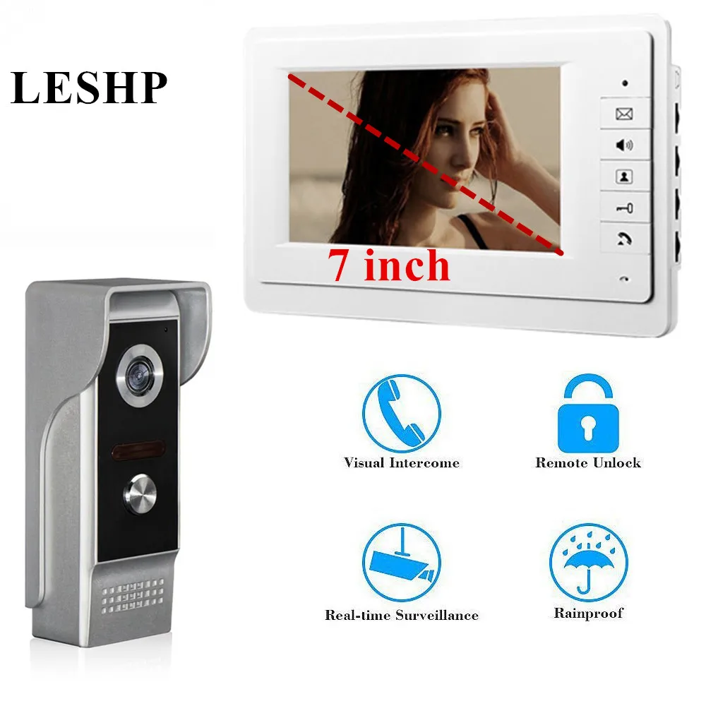 

7" Video Intercom Indoor Monitor + Outdoor Infrared Camera Video Door Phone System Visual Intercom Doorbell