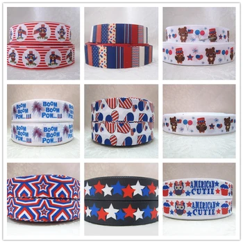 

Q&N ribbon stars USA bunting Grosgrain Ribbons for July 4th Independence Day Making Hair Bows Wedding Decorative Gift Box DIY