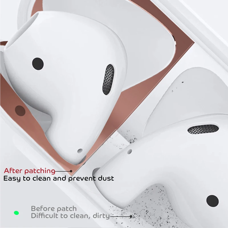 Защита от пыли для Apple Airpods 2 металлические наклейки беспроводные Защитные пленки