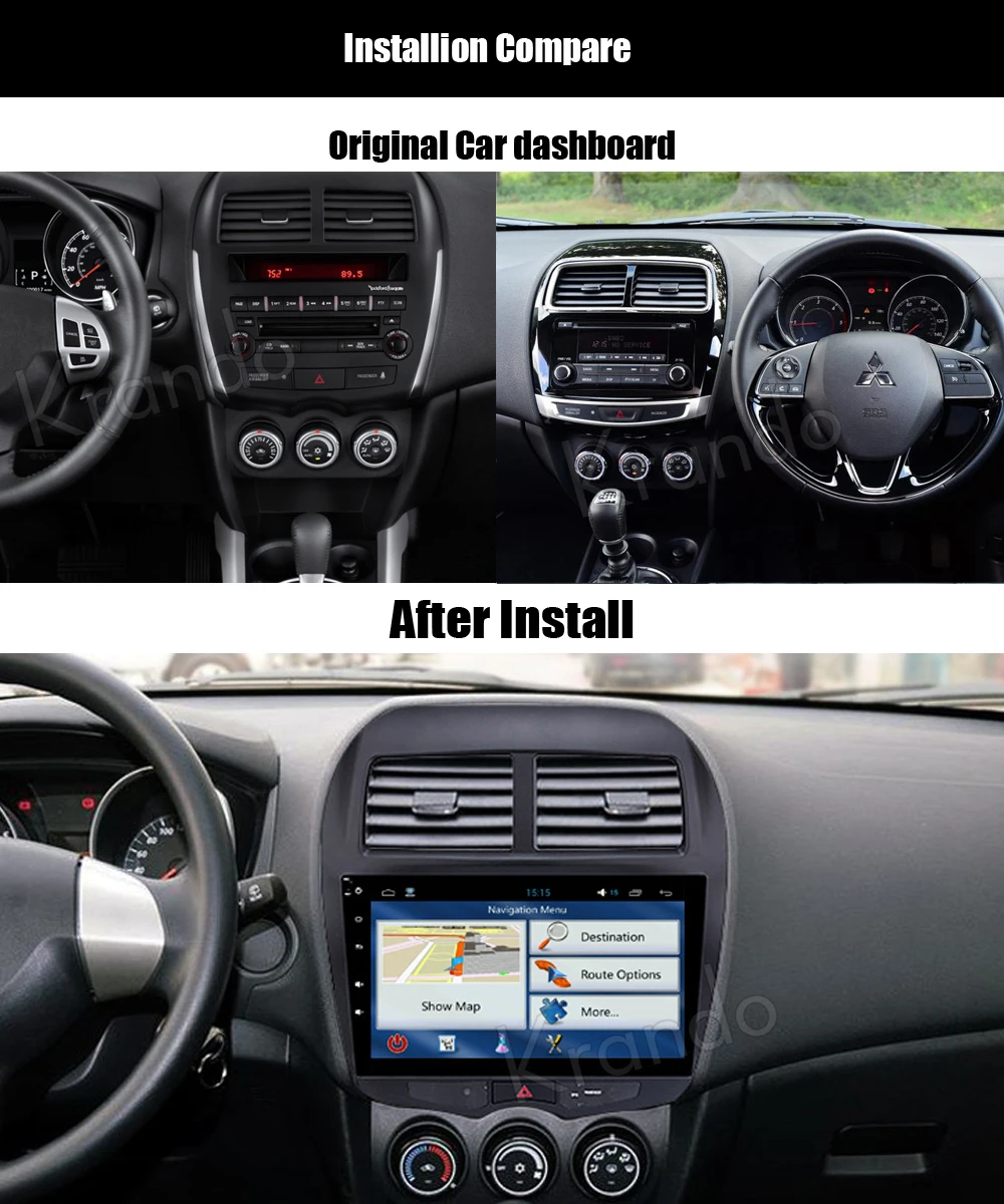 Best Krando Android 7.1 10.1" (no dvd) car multimedia for peugeot 4008 for Mitsubishi ASX For Citroen C4 Aircross radio navigation 2