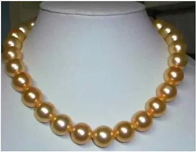 

Wholesale FREE SHIPPING AAA+11-12MM NATURAL SOUTH SEA GENUINE GOLDEN PERFECT PEARL NECKLACE 14KGP 18