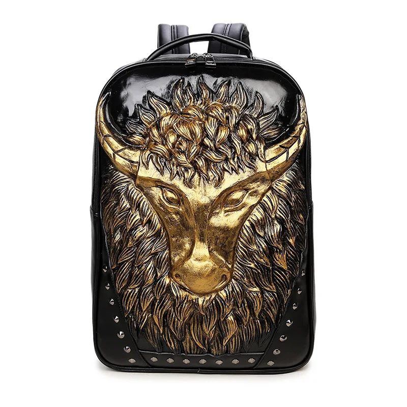 

2019 New Stylish Mens Designer Backpack Cow Head Special Cool Shoulder Bags For Teenagers Quality Leather Laptop Bagpack Zaino