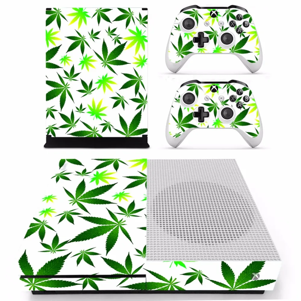 Зеленый лист травяной кожи наклейка для microsoft Xbox One S консоль и 2 контроллера для Xbox One S шкуры наклейка виниловая