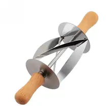 Рулонный резак из нержавеющей стали для изготовления Круассанов для хлеба, колесо для теста, деревянная ручка ножа для выпечки, кухонный нож