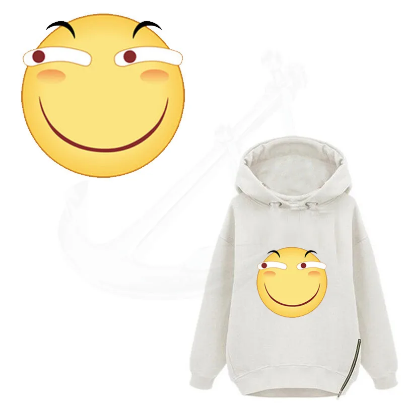 

Funny face emoticon stickers 23*23CM iron on patch T-shirt Sweater thermal transfer paper patches for clothing