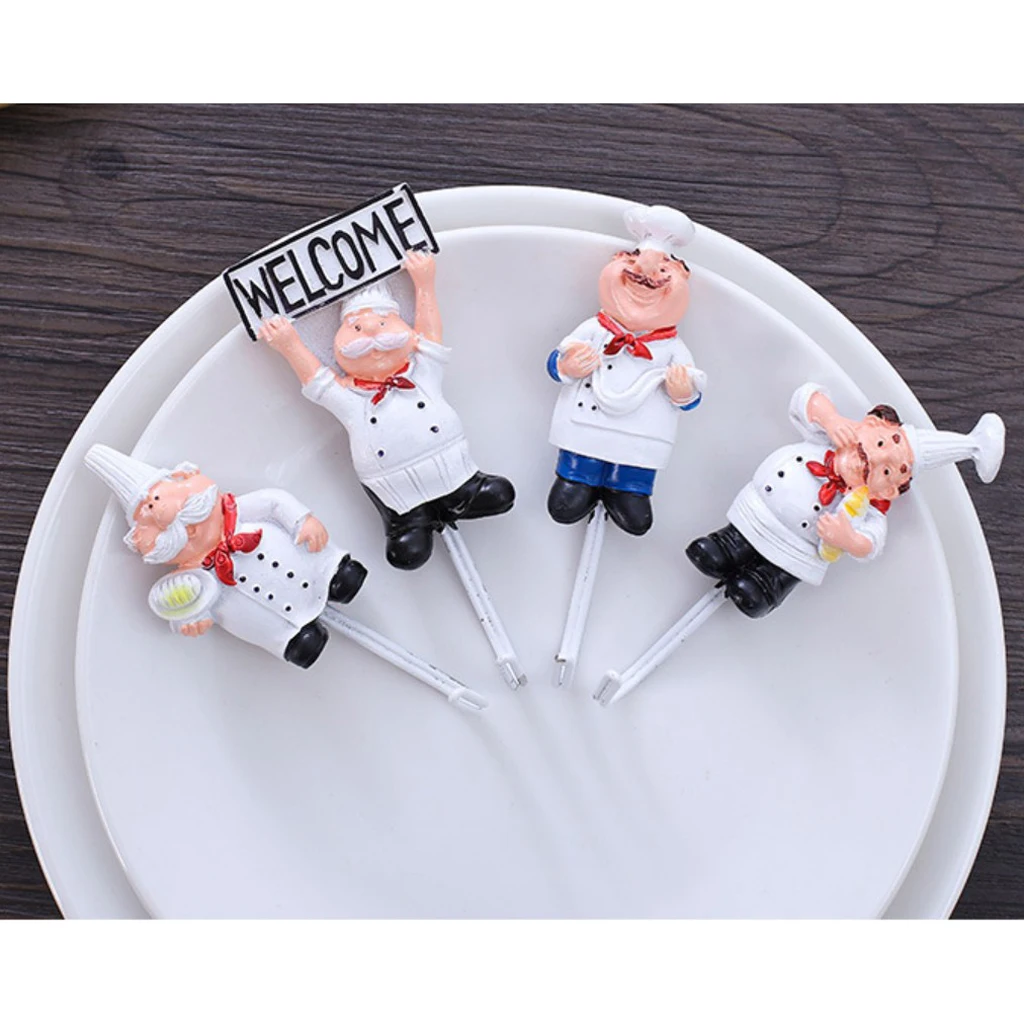 Cartoon Chef Style Resin Self-adhesive Wall Hooks For Kitchen Tools Hanging Clothes Coat Hat Towel Accessories