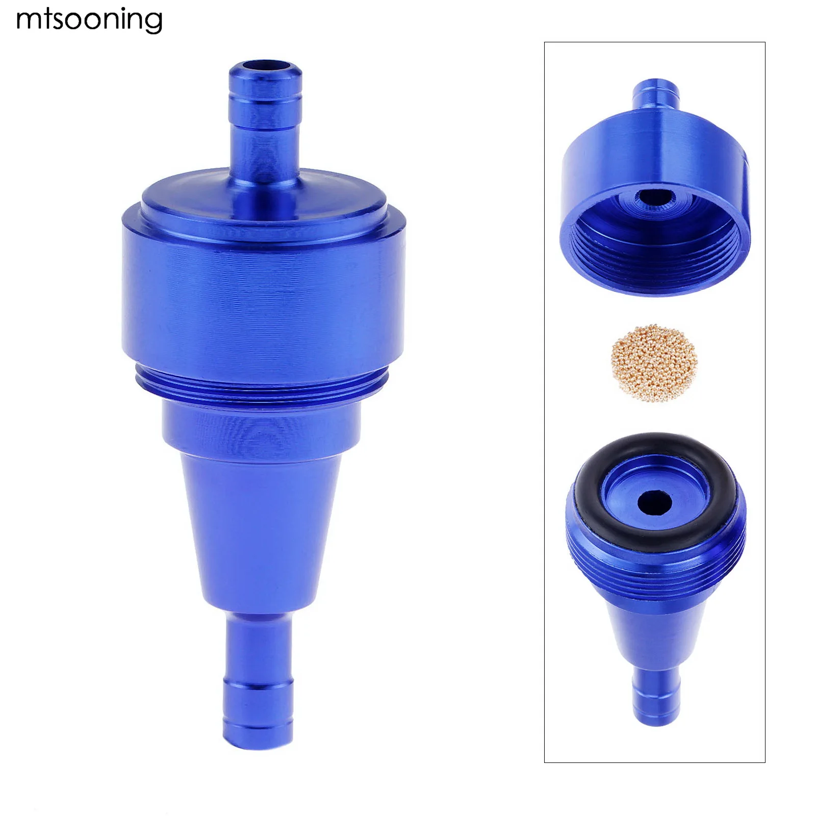 mtsooning 6mm Petrol Gas Oil Fuel Filter CNC Aluminium Blue Universal
