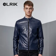 OLRIK 2016 Neue Frühling Herbst Marke Pu-lederjacke Männer Dünne Kurze Stehkragen Jaqueta Couro M-4XL Größe
