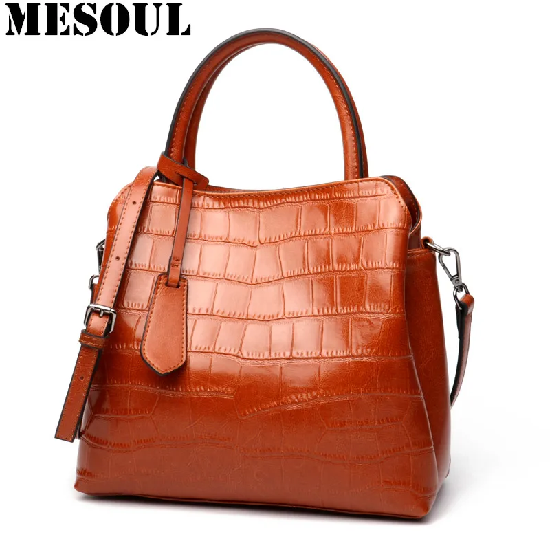 

Women Bag Crocodile Pattern Handbag Vintage Genuine Leather Ladies Shoulder Bags Satchel High Quality Famous Designer Brand Tote