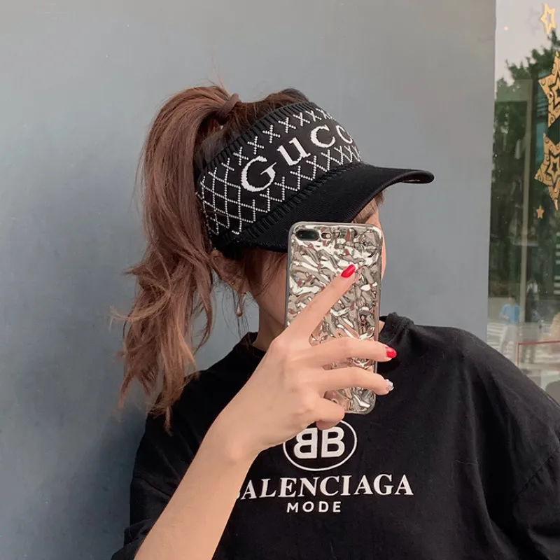 

Knitted handmade letters ladies cotton summer sun hat bicycle anti-UV ponytail baseball cap fashion clothing hat breathable