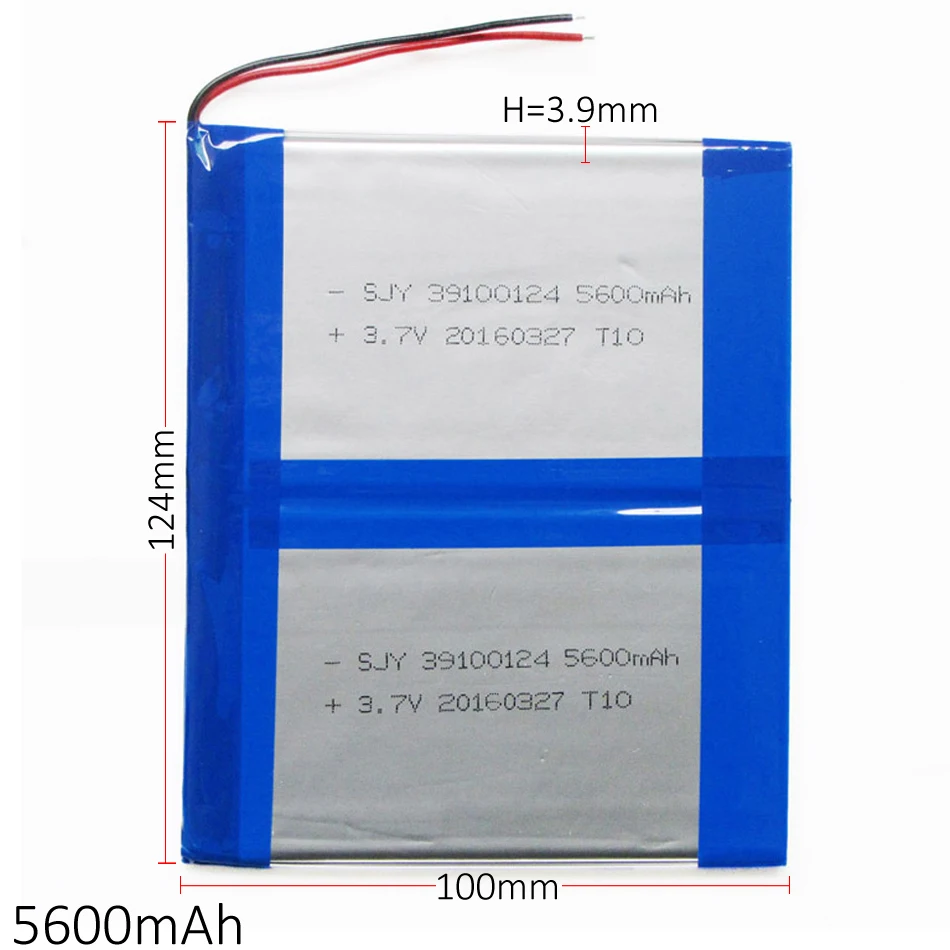 

3.7V 5600mah 39100124 Lithium Polymer Li-Po Rechargeable Battery For PAD DIY E-Book GPS PSP DVD Power bank Tablet PC