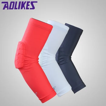 

AOLIKES 1PCS Hex Honeycomb Sponge Basketball Arm Sleeves Anti-crash Compression Armband Sport Elbow Pads Coderas Protector