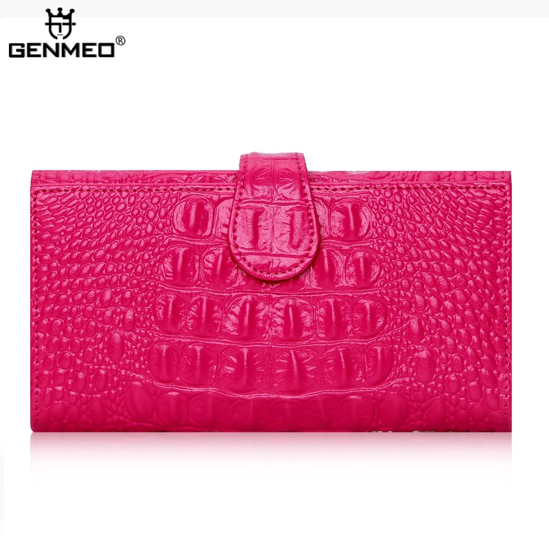 

GENMEO New Arrival Genuine Leather Wallets Women Long Fashion Handbags 2019 Sexy Ladies Crocodile Leather Bags Bolsa