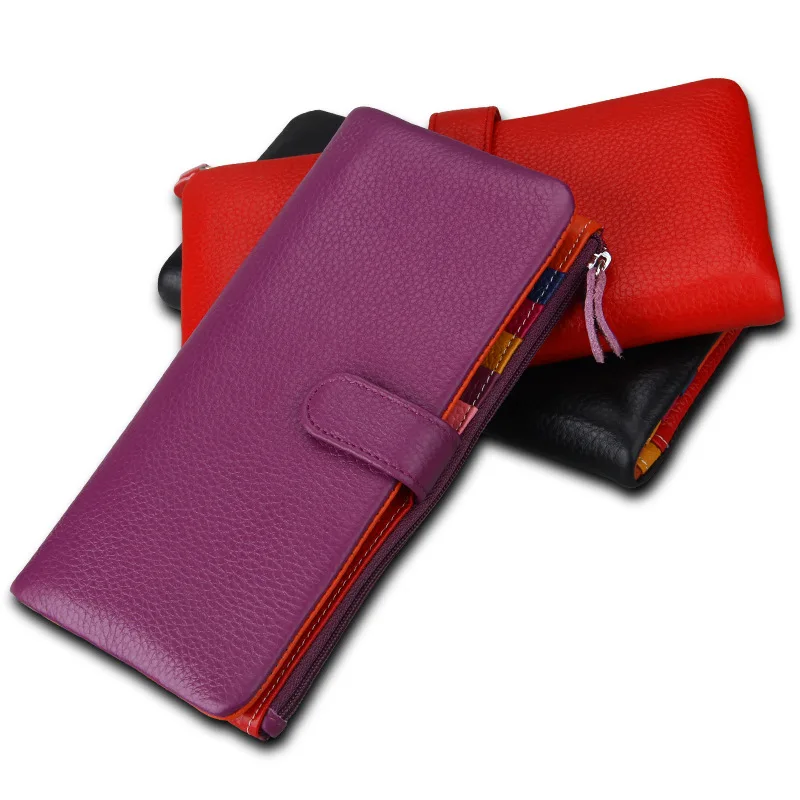 CICICUFF карамельный цвет женский кожаный бумажник мульти-карта кошелек сумка без ручек натуральная кожа женский кошелек женский длинный клатч кошельки