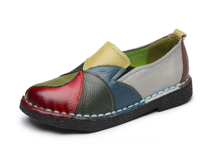 Genuine Leather Women Flats Shoes Nice Spring Summer Casual Women Shoes   Fashion Breathable Soft Mother ShoesNice0530-183255