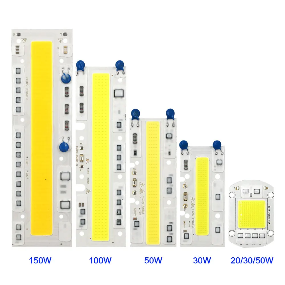20 Вт, 30 Вт, 50 Вт, 100 Вт, 150 Вт, светодиодный чип COB, лампа переменного тока, 110 В, 220 В, умный IC, без водителя, полный спектр, светодиодный светильник для прожектора, растительный свет