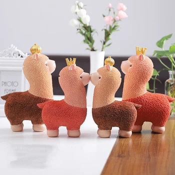 

Super Cute Animal Beast Cute Alpaca Piggy Bank Decoration Home Accessories Creative Resin Crafts Couple Wedding Arrangement