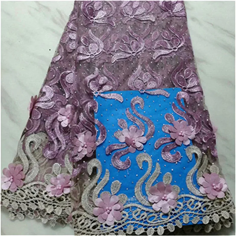 Французская кружевная ткань румяна, украшенный Розовым Бисером, вышивка в нигерийском стиле, 3d кружевная ткань, высококачественные кружевные металлические блестящие кружева Aso Ebi