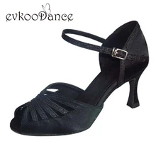 Black Pink Red Gray Satin Size US 4-12 Heel Height 7cm Professional Satin Salsa Latin Dance Shoes For Women NL057