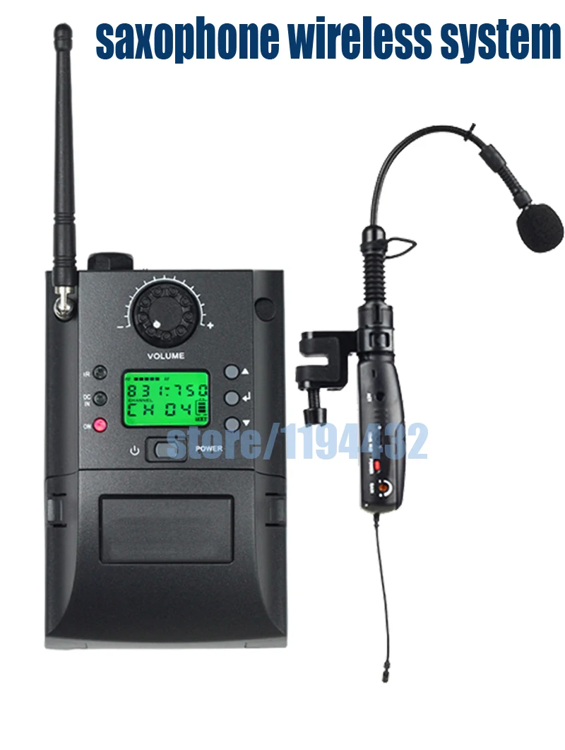 

UHF band saxophone trumpet flute transmitter+receiver instrument wireless microphone system
