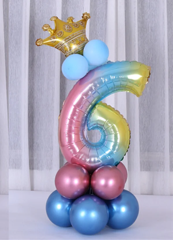 1 Набор 3" Радужный шар с цифрами на 1-й День рождения воздушные шары с единорогом вечерние шары с днем рождения украшения для вечеринки на день рождения Детские шары - Цвет: Gradient rainbow 6