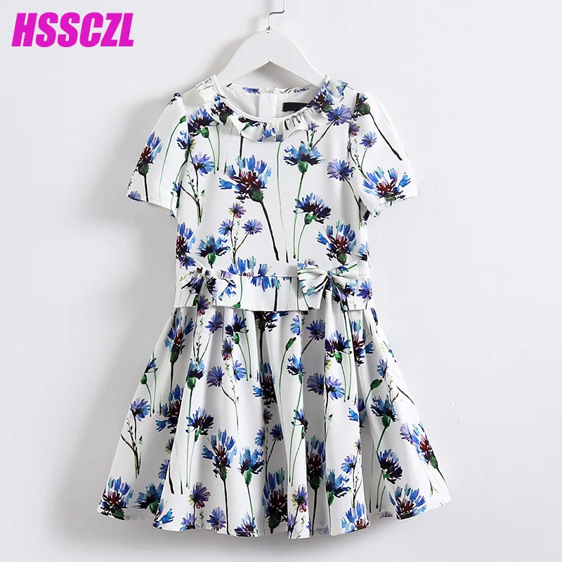 

HSSCZL 2017 new Girls Dresses Summer Floral Print Princess Skirt Wholesale Kids dress Europe High Fashion Brand flowers cotton