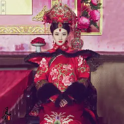 Da Yu Er Династия Цин принцесса или императрица великолепный нежный костюм кифу Театральный Костюм сценическое представление Hanfu