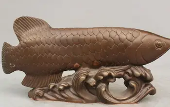 

14" China Fengshui Bronze Carp Fish Jump Dragon Door Bronze Statue