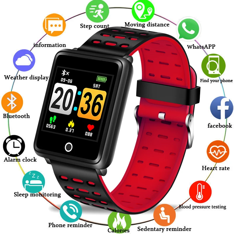 

BANGWEI Sport Watch Depth IP68 Waterproof Smart Watch Blood Pressure Heart Rate Monitor Calorie Pedometer Information Reminder