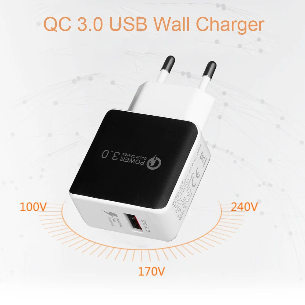 

New Fashion Portable Cell Phone Charging Dock Fast Quick Charge QC 3.0 USB Wall Charger Adapter EU US Plug High Quality