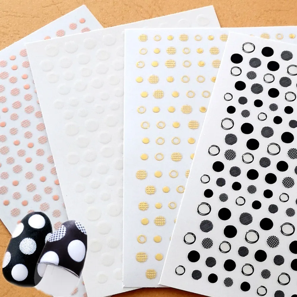 

Newest U+SPT238 216 Polka Dot nail art sticker 3D nail decals stamping template Japan korea type DIY nail wrap decoration tools