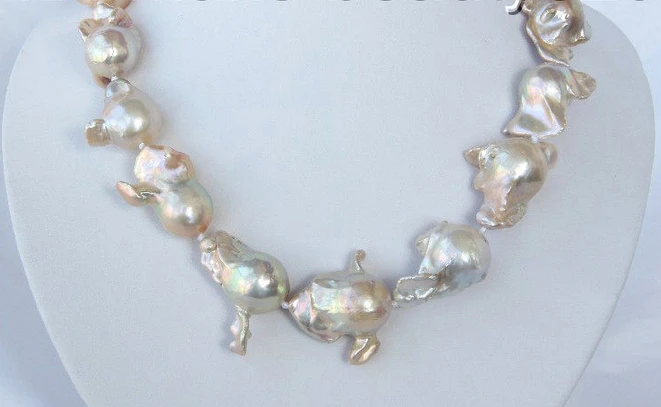 

ddh001534 baroque champagne keshi reborn freshwater cultured pearl necklace