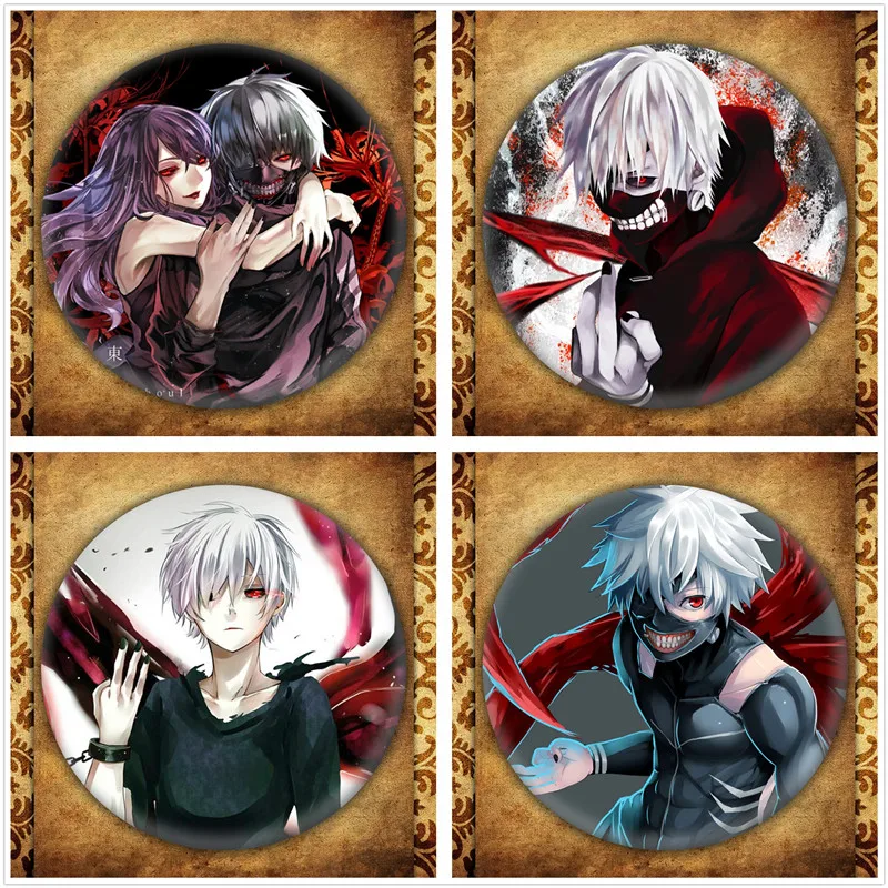 

Anime Tokyo Ghoul Badge Fashion Japanese Cartoon Figure MooYen Kim Round Metal Brooch Pin Jewelry Bag Decoration Collection