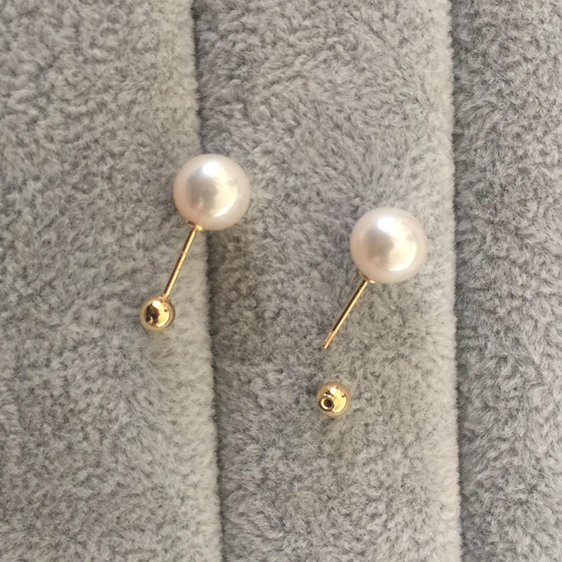 Sinya Natural Round pearls 18k gold beads stud earring for women screw gold ball tight design DIY wear earring 2018 fashion sale (4)
