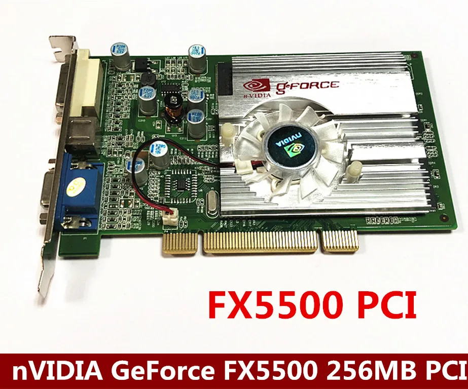 Абсолютно новая видеокарта nVidia Geforce FX5500 256MB 128bit DDR VGA/DVI PCI, видеокарта, видеокарта VGA