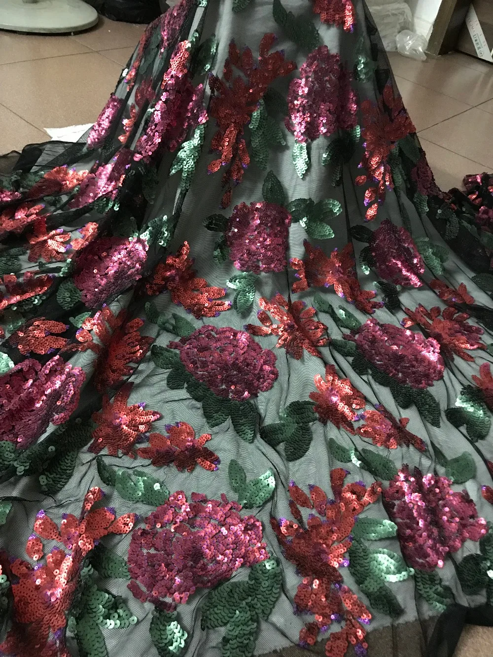 

flower classic embroidery mesh fabric nigerian tulle lace fabric SYJ-52517 French Net Lace Fabric with sequins