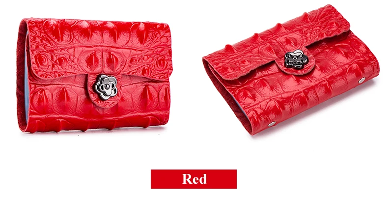 Lomelobo Split Leather Unisex Card Holder Alligator Women credit cards Wallet Men ID Card Purse Ladies Fashion Bank Cards Wallet HCL406 Details (13)