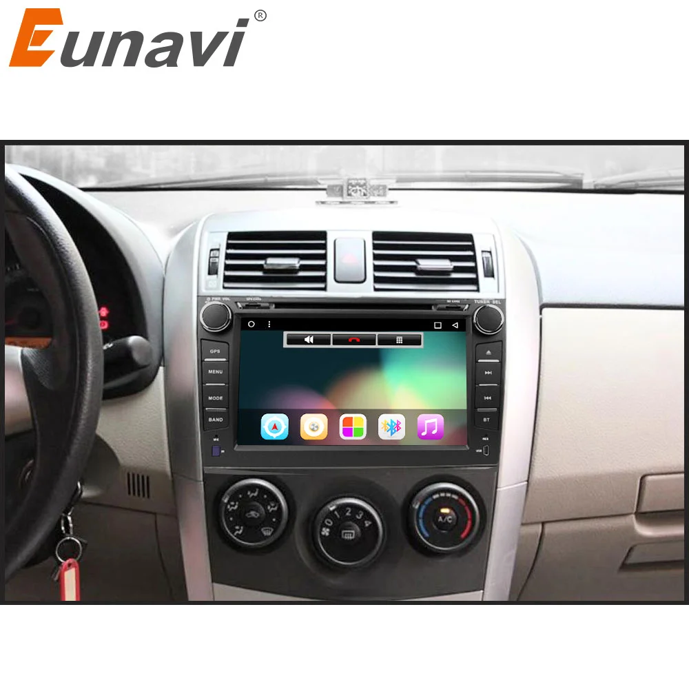 Eunavi 2 din Android 7.1 car dvd player gps for Toyota Corolla 2007 2008 2009 2010 2011 8 inch 1024*600 screen car stereo radio