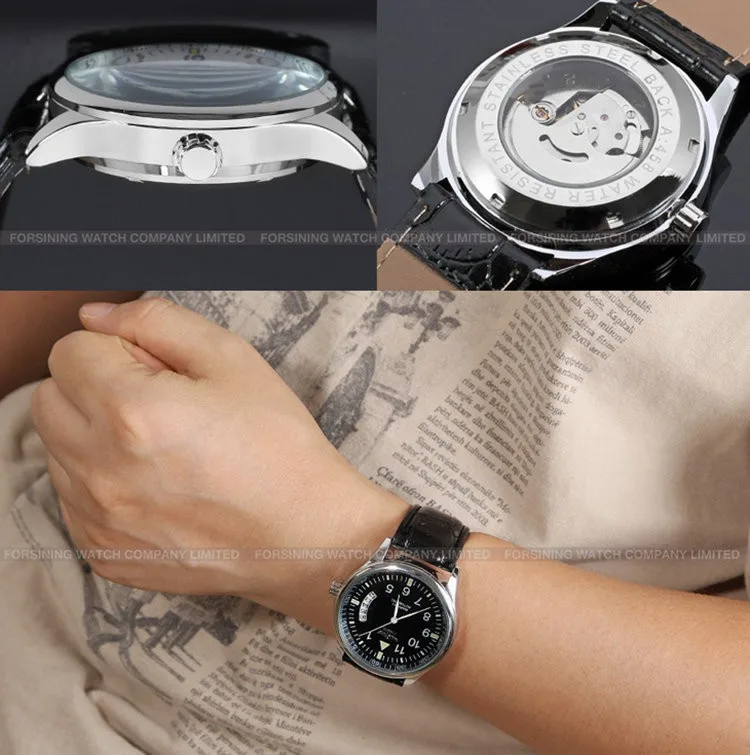 Лучший бренд WINNER 2016 Лидер продаж Мода механический ручной взвод для мужчин часы Роскошные бизнес кожаный ремешок мужской наручные часы relogio