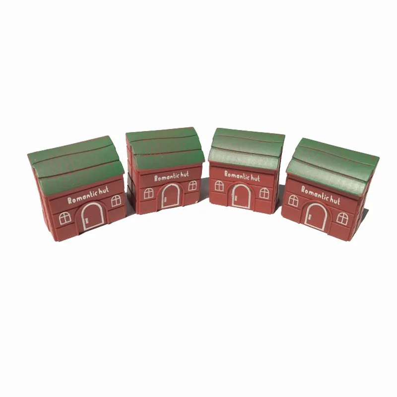 

2 pcs Single-sided Small House Equipment Barracks World War II Military Headquarters Static Model Red House Accessories