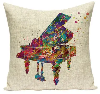 Southeast Asia Buddha Cushion Zen Meditation Buddha Statue Watercolor Musical Instruments Skull Pattern Creative Sofa Pillows - Цвет: 19