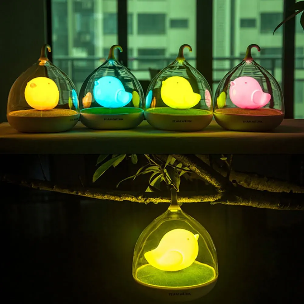 Vibration Touch Sensor Mini Lovely LED Night light Bird Cage Hanging