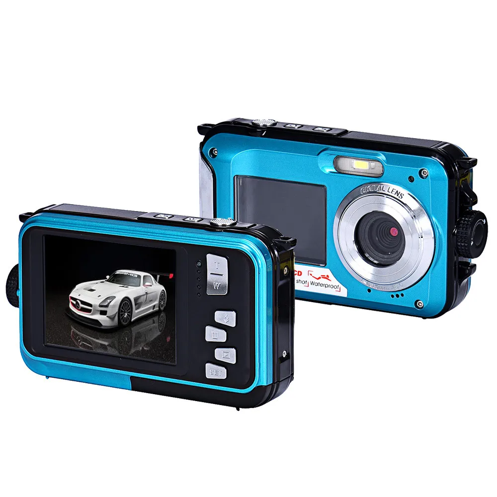 Красивые GITF синий двойной Экран Водонепроницаемый Камера 24mp 16X цифровой зум погружения Камера цена jul25
