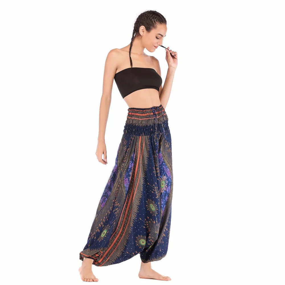 Big Peacock eye navy gold jumpsuit harem pant BPEJ001 (5)