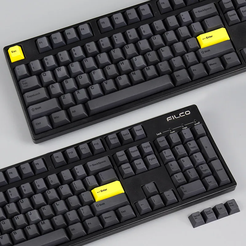 Корея, ПБТ keycap толстые pbt dye sub keycaps желтые клавиши esc enter 108 клавиши для механической клавиатуры