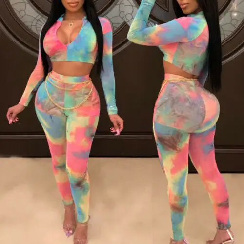 

Hirigin Women 2pcs Set Sport Suit Slim Crop Top Pants Jumpsuit Women Outfits Yoga Fitness Gym Workout Bodycon Bodysuits New