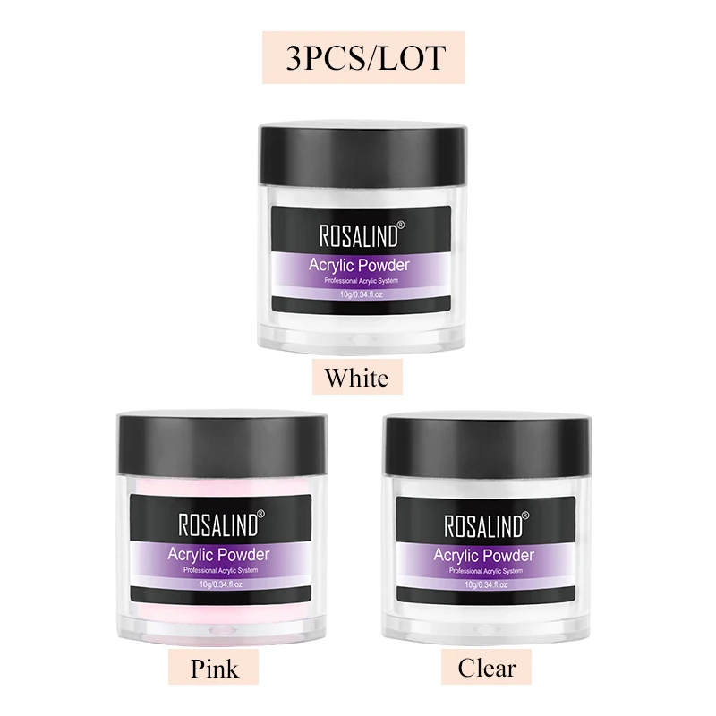 RPC-3PCS-01 ROSALIND акриловый порошок поли гель для ногтей лак для ногтей украшения для ногтей кристалл маникюрный набор профессиональные аксессуары для ногтей - Цвет: RPC-3PCS-01