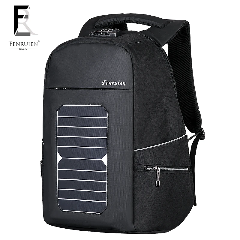 

FENRUIEN 2018 New Solar USB Charging Travel Backpack High Capacity Men's Custom Anti-theft Backpack Business Laptop Bag